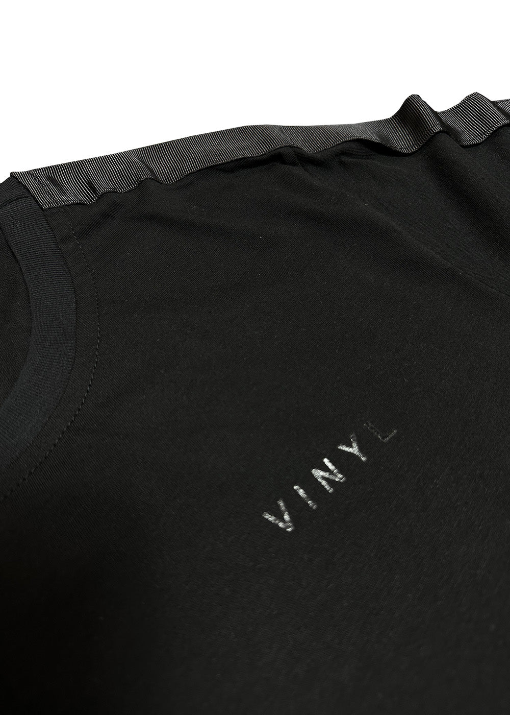 Vinyl μπλουζα με τρεσα μαυρη cotton regular fit ανδρικη