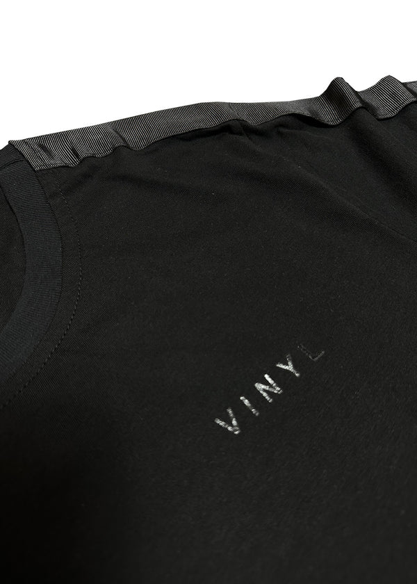 VINYL Μπλουζα με Τρεσα Μαυρη - T-Shirt With Tape