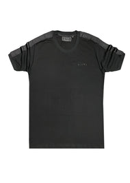 VINYL Μπλουζα με Τρεσα Μαυρη - T-Shirt With Tape