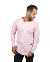 Vinyl μπλουζα μακρυμανικη ροζ cotton regular fit ανδρικη