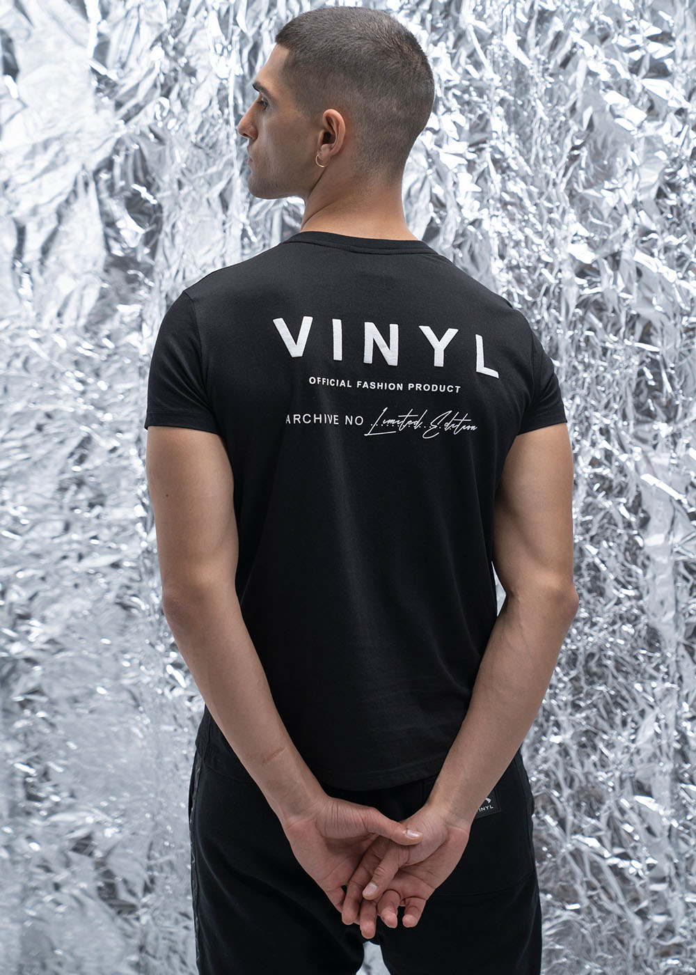 VINYL Μπλούζα με Τύπωμα Μαύρη - Big Logo T-Shirt