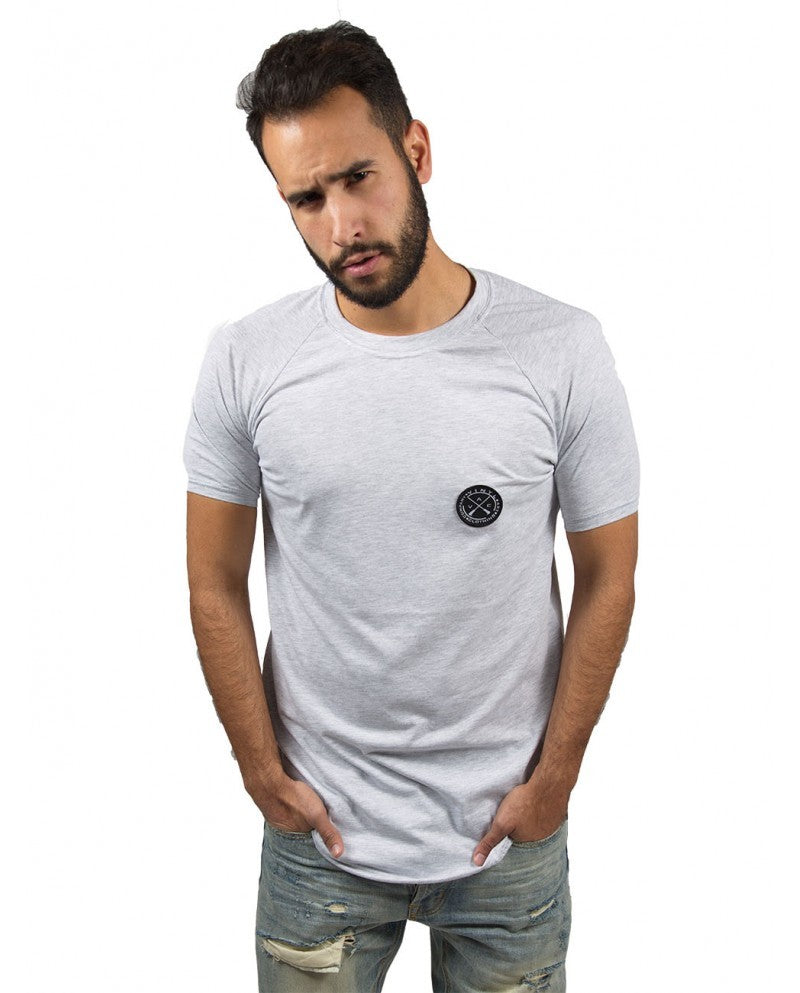 VINYL Μπλούζα κοντομάνικη με γραμμή στην πλάτη γκρι- Τ-shirt back line