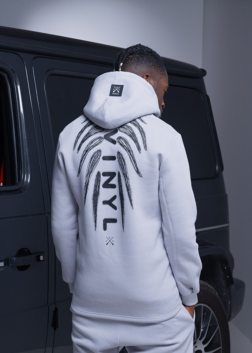 VINYL Φούτερ με Τύπωμα Γκρι - Logo Herringbone Hoodie