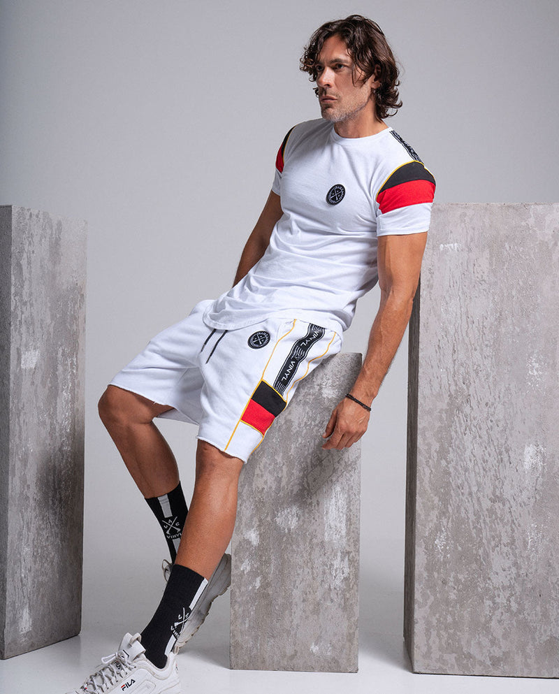 VINYL Βερμούδα μαύρη με ρίγα- Logo taped shorts with 2-stripes sides