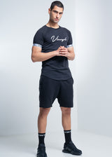 VINYL Μπλουζα με Λαστιχο Μαυρη - Tape Cuff Signature T-Shirt