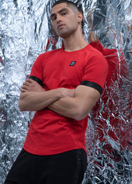VINYL Μπλουζα με Λαστιχο Κοκκινη - Tape Cuff Sleeve T-Shirt
