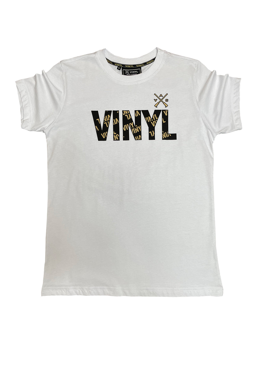 Vinyl μπλουζα λευκη cotton regular fit ανδρικη