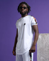 VINYL Μπλούζα κοντομάνικη με τύπωμα στους ώμους λευκό - T-shirt color blocking stripe