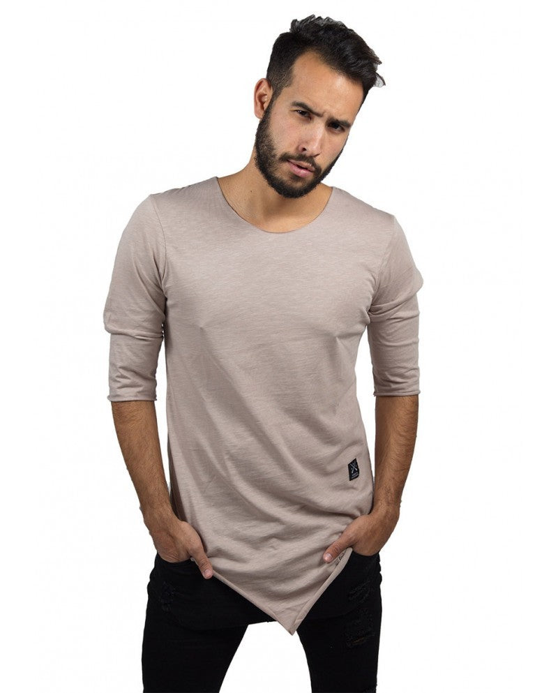 VINYL Μπλούζα 3/4 μανίκι μπεζ - Longline 3/4 sleeve