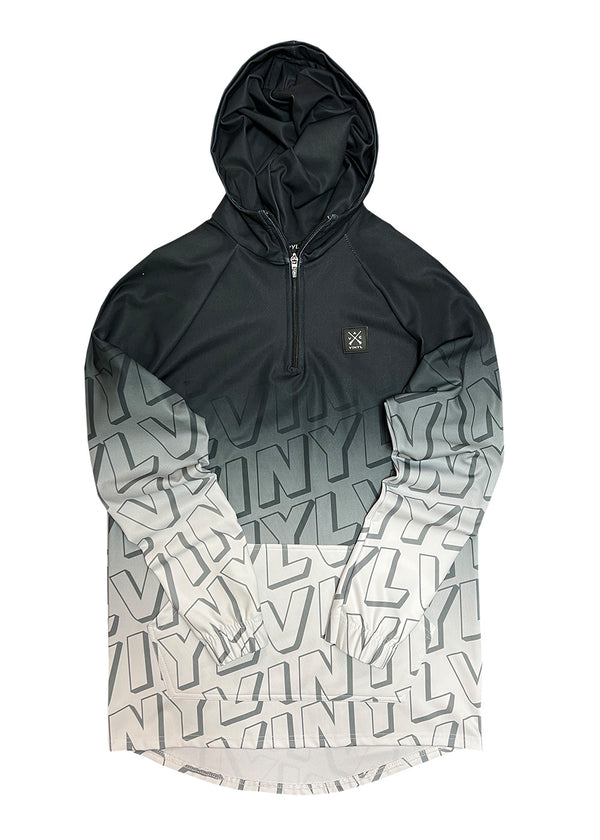 VINYL Φούτερ Lycra Λευκό - All over printed hoodie with half zip