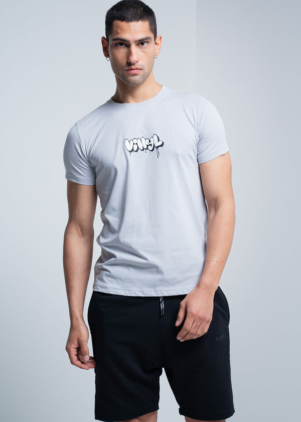 VINYL Μπλουζα με Τυπωμα Γκρι - Big Logo T-Shirt