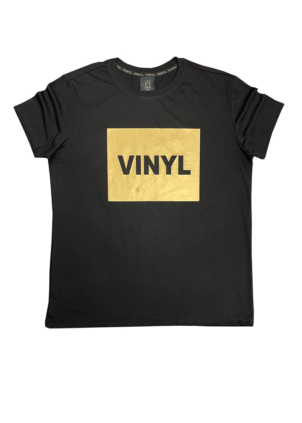 Vinyl μπλουζα με τυπωμα μαυρη cotton regular fit ανδρικη