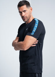 VINYL Μπλουζα με Τρεσα Μαυρη - T-Shirt With Logo Tape