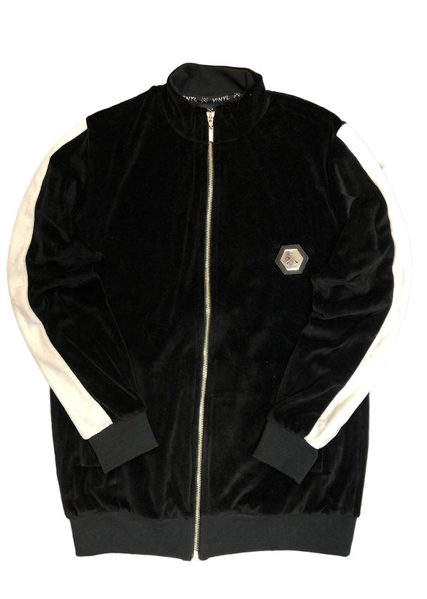 VINYL Ζακέτα βελουτέ μαύρη - Striped velour jacket