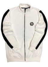 VINYL Ζακέτα βελουτέ λευκή - Striped velour jacket