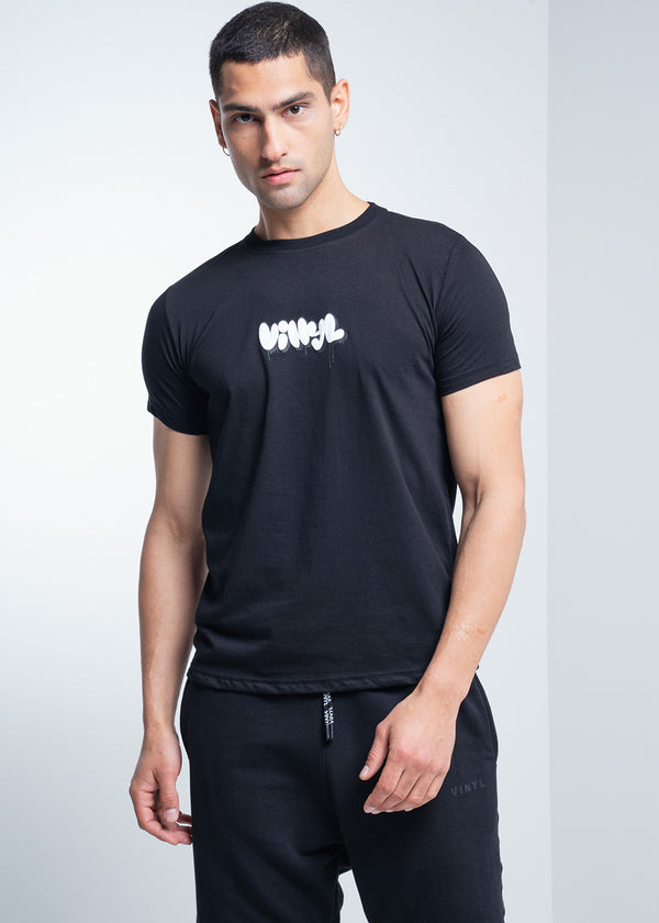 VINYL Μπλουζα με Τυπωμα Μαυρη - Big Logo T-Shirt