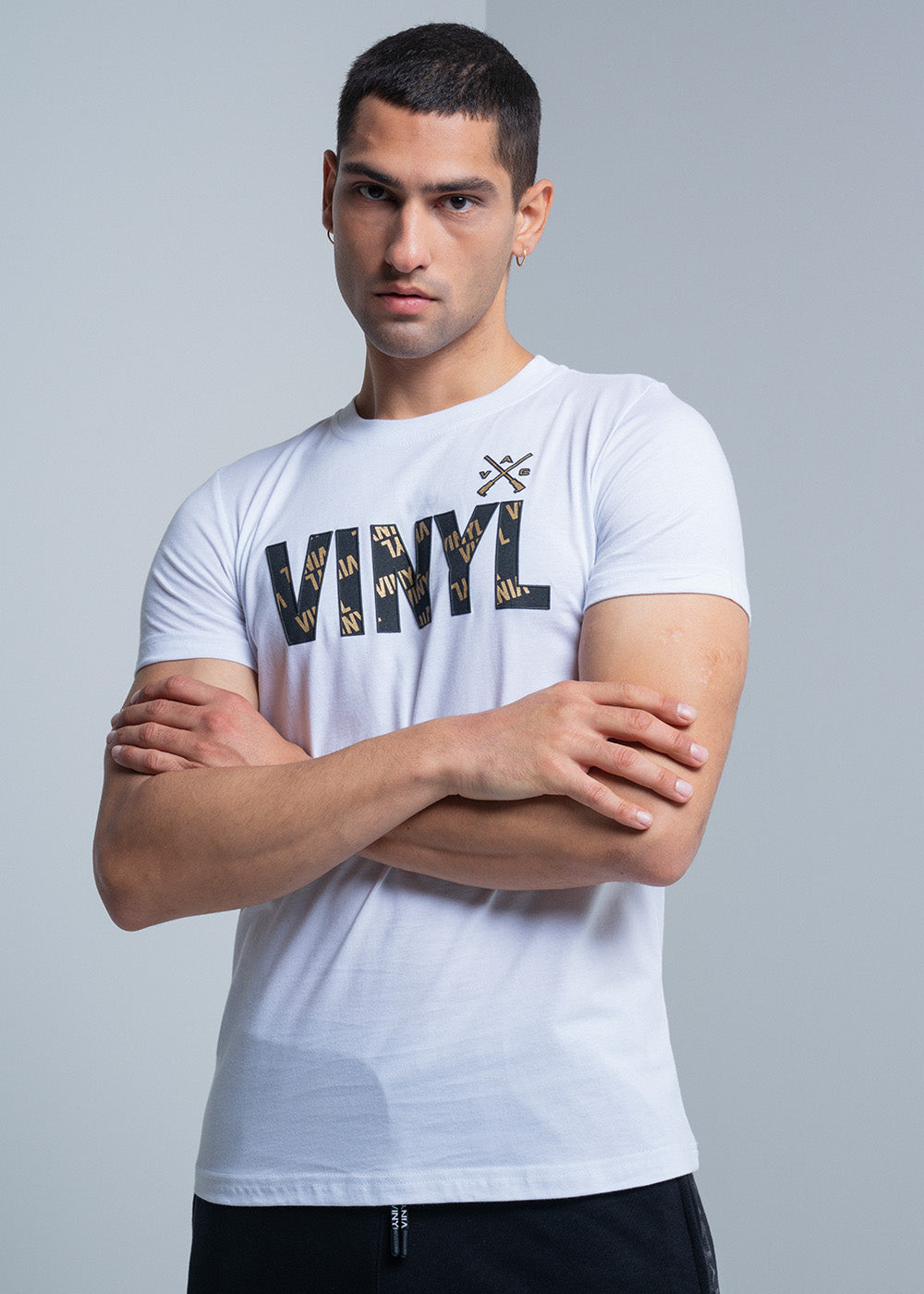 Vinyl μπλουζα λευκη cotton regular fit ανδρικη