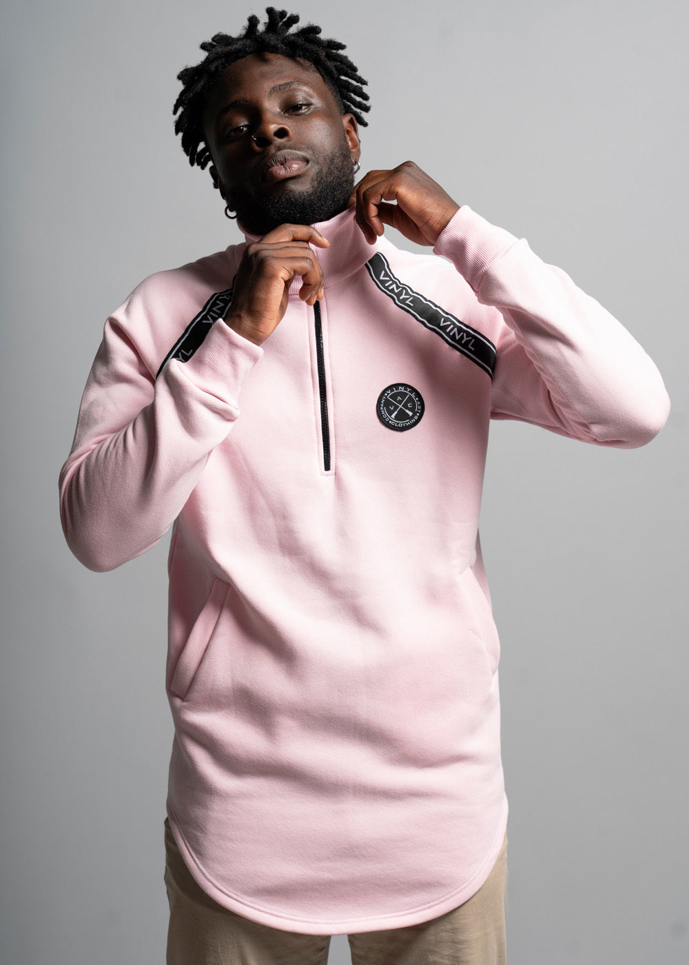 VINYL Μπλούζα ροζ με τρέσα-Sweatshirt pink with chest taping