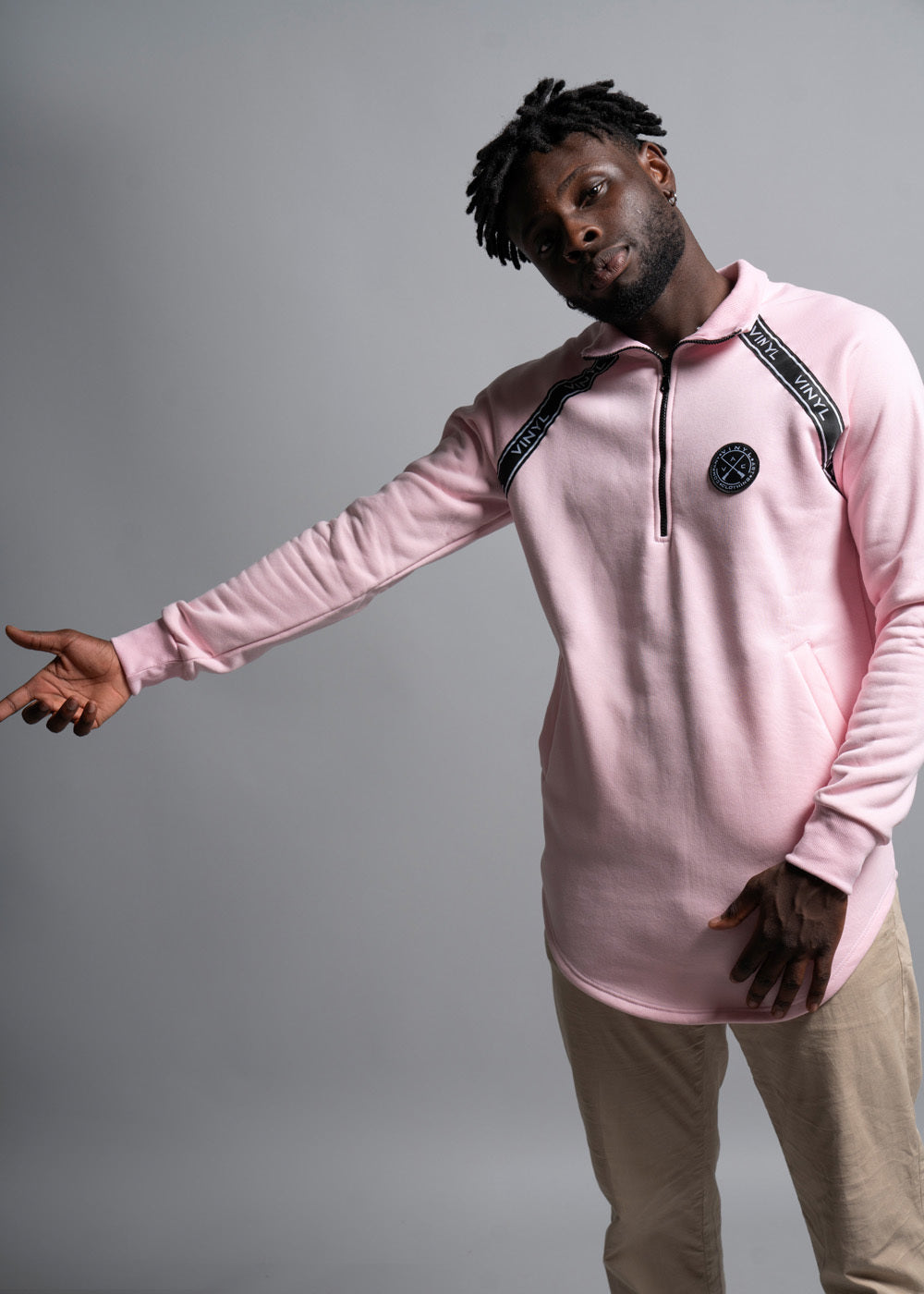 VINYL Μπλούζα ροζ με τρέσα-Sweatshirt pink with chest taping