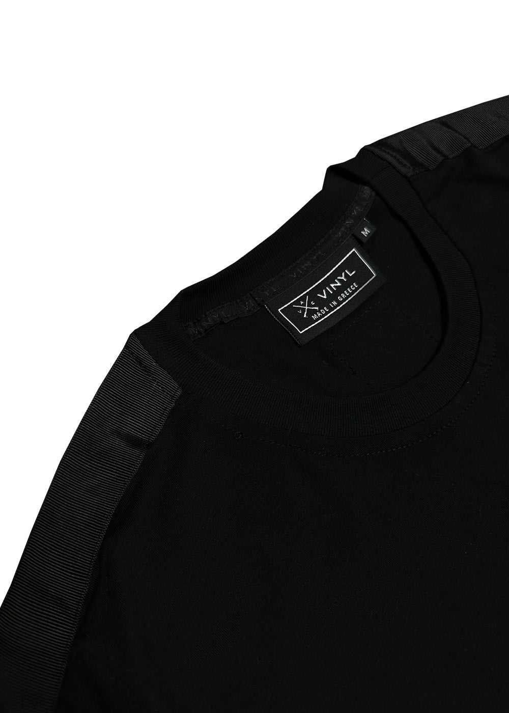 Vinyl μπλουζα με τρεσα μαυρη cotton regular fit ανδρικη