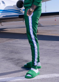 VINYL Φόρμα με τρέσα και οβάλ λογότυπο Πράσινο- Taped Side Pants