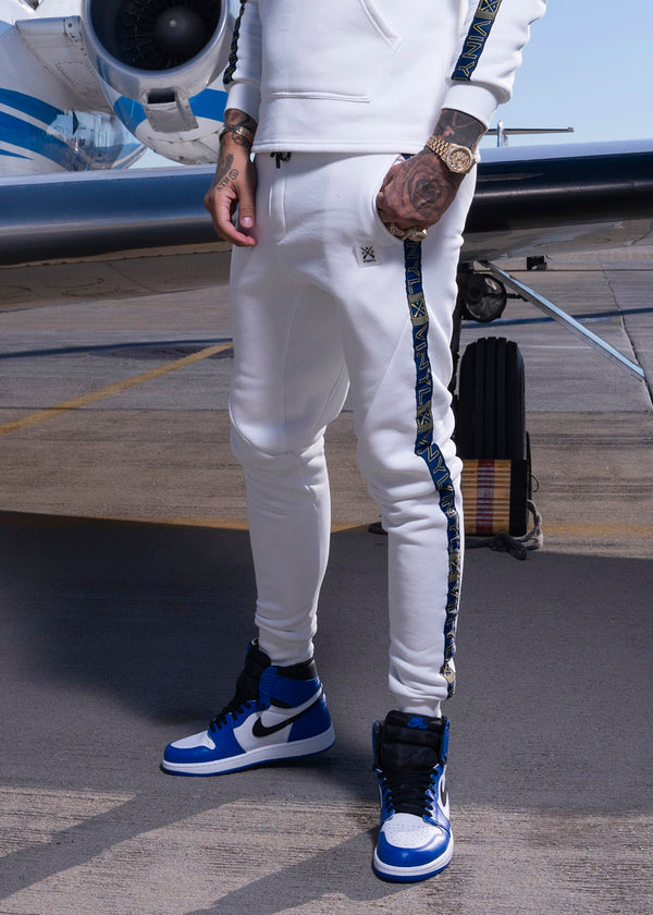 VINYL Φόρμα με Μπλε Τρέσα Λευκό - Taped side pants
