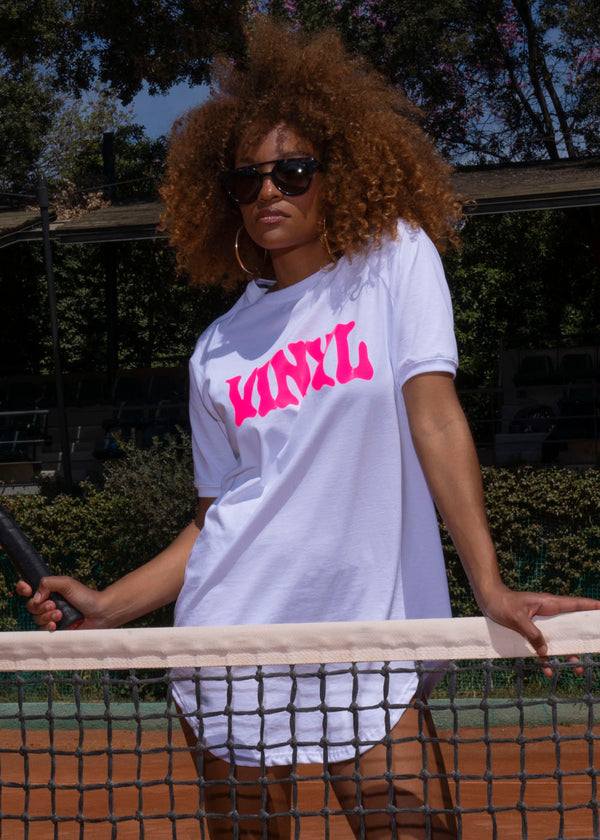 VINYL Μπλούζα με τύπωμα λευκή - T-shirt with logo print