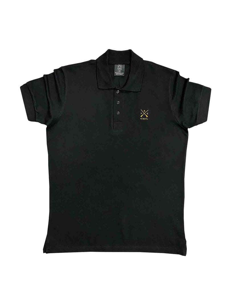 Polo μπλουζα κοντομανικο μαυρο - Polo with Gold Logo