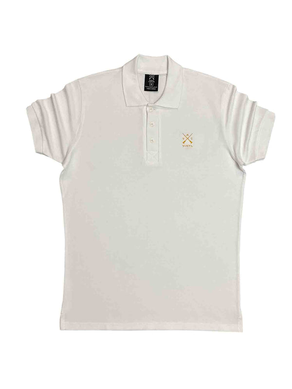 Polo μπλουζα κοντομανικο λευκο - Polo with Gold Logo