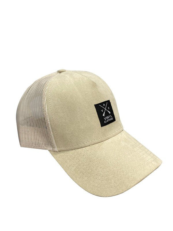 VINYL Καπέλο καστόρι μπεζ - Cap logo suede